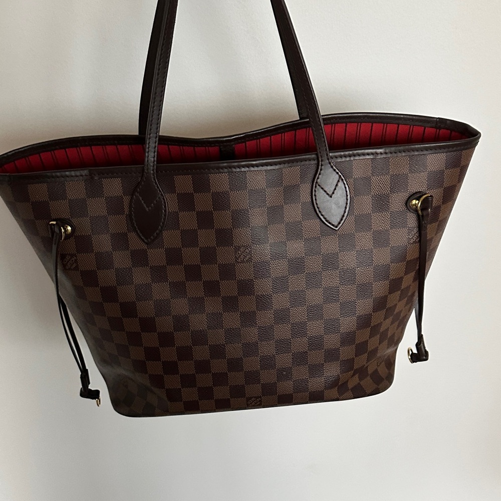Designer Brown and Red Checkered Tote Bag